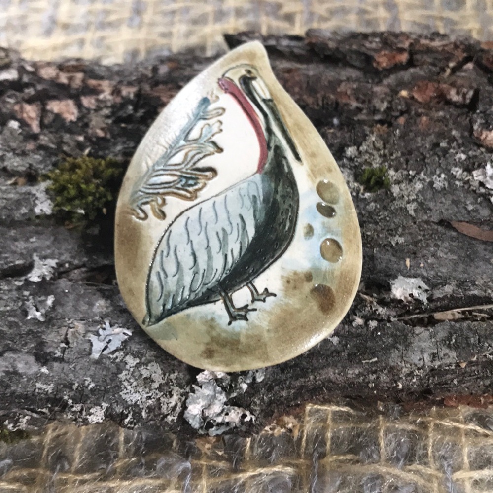 Vintage hand-painted Stork